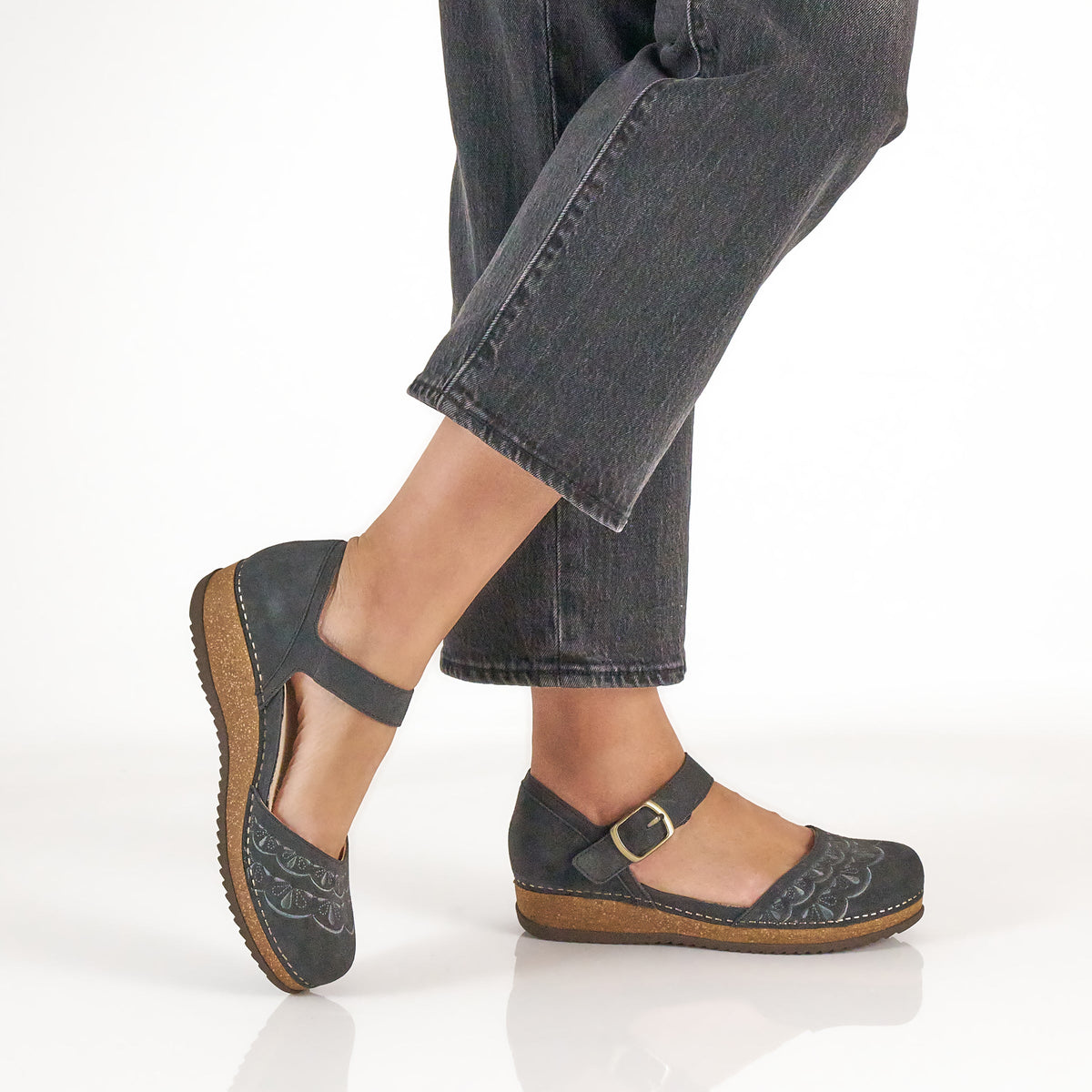 Dansko Exclusive | Mae Charcoal Embroidered Suede