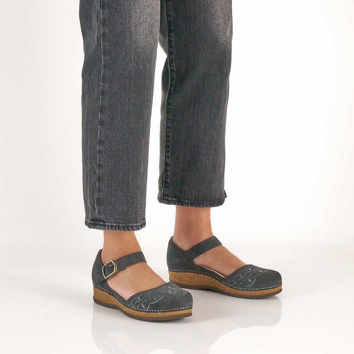Dansko Exclusive | Mae Charcoal Embroidered Suede