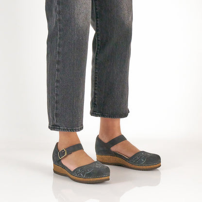 Dansko Exclusive | Mae Charcoal Embroidered Suede