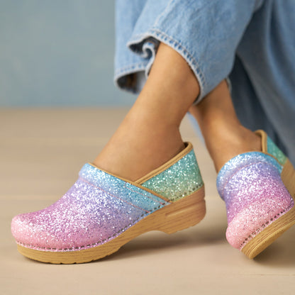 Dansko New | Wide Pro Pastel Rainbow Glitter