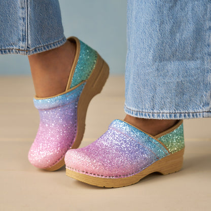 Dansko New | Wide Pro Pastel Rainbow Glitter